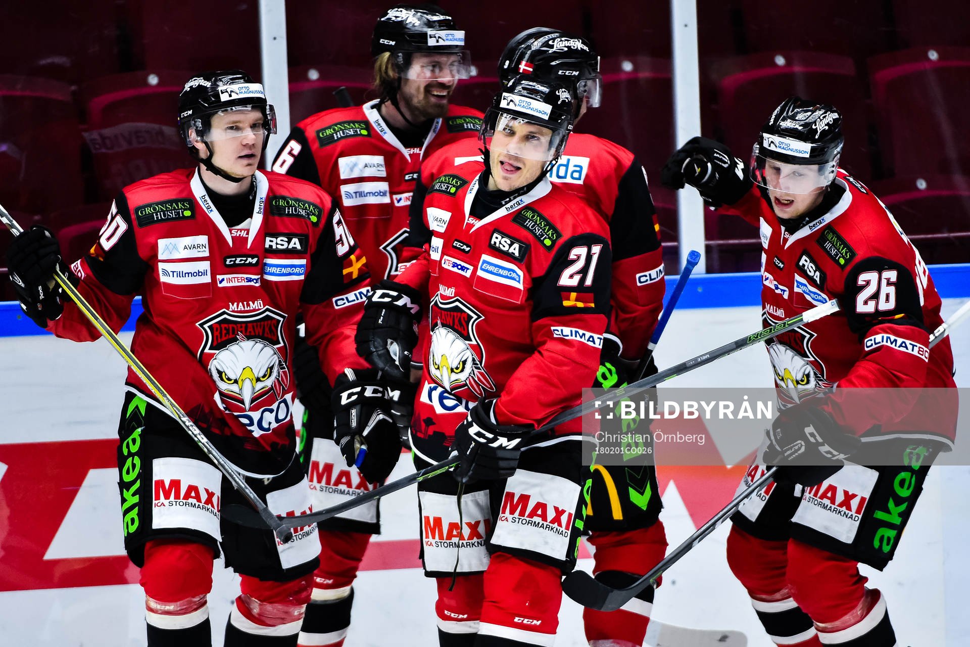 Malmö Redhawks Tobias Ekberg  , Andy Miele  och Axel