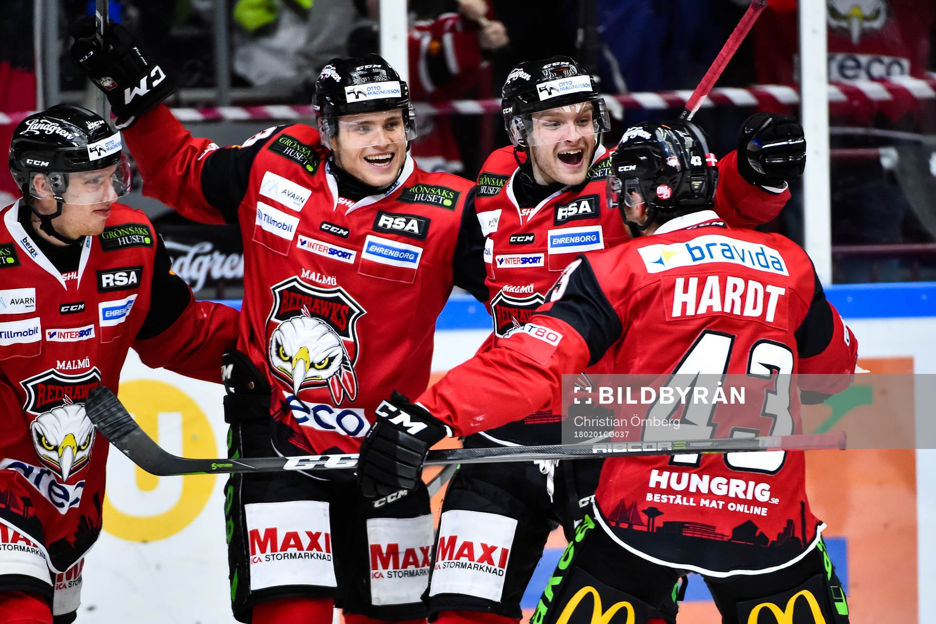 Malmö Redhawks Matias Lassen , Christoffer Forsberg  och