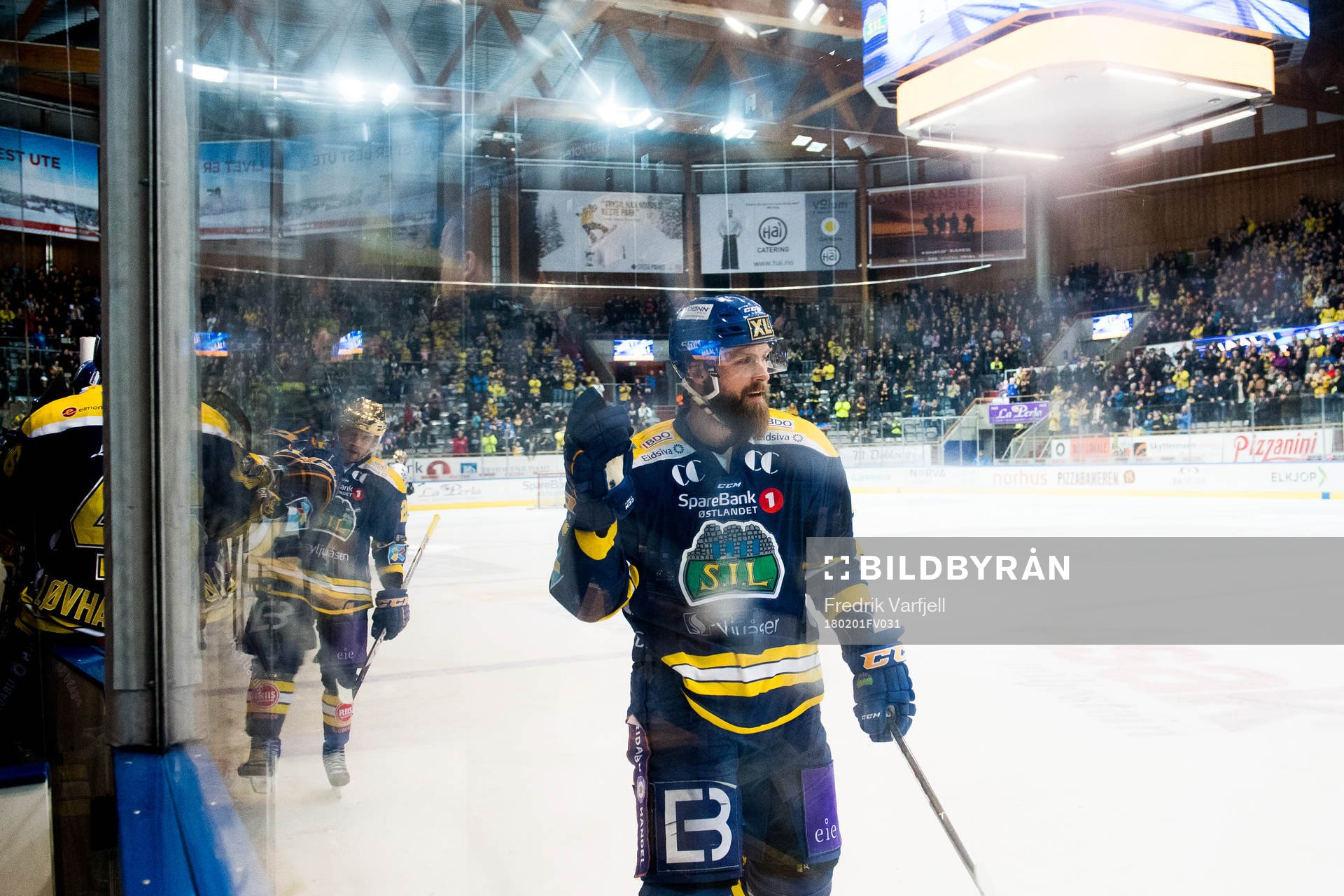 Robin Dahlstrøm of Storhamar celebrates 3-1