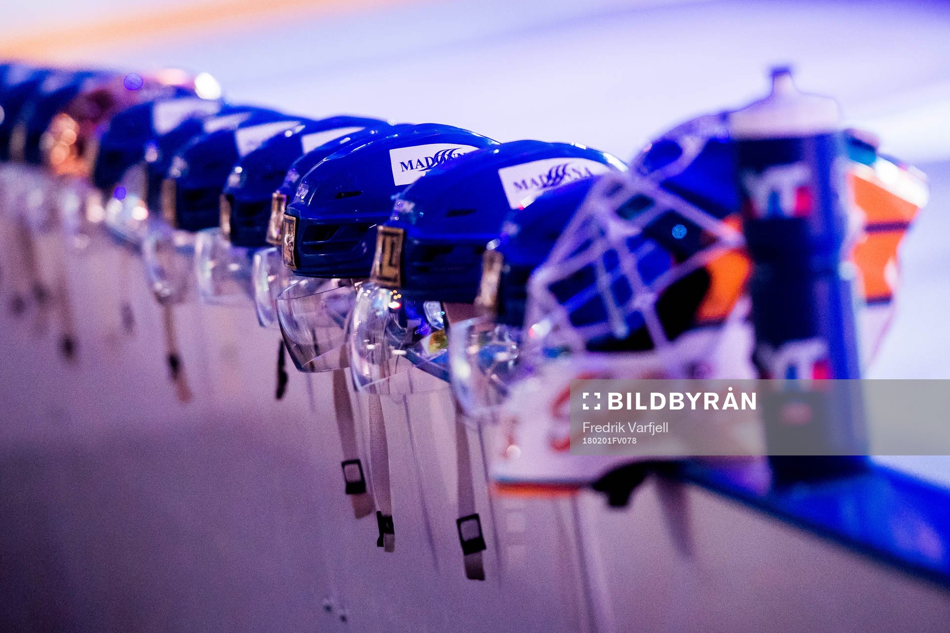 Helmets of Storhamar lined up