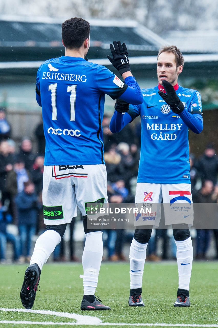 Trelleborgs Deniz Hümmet och Zoran Jovanovic jublar