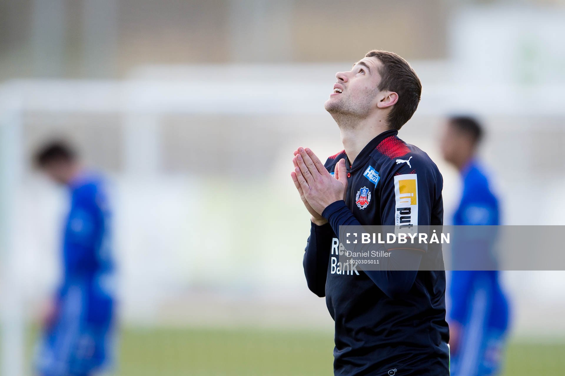 Helsingborgs Mattias Almeida jublar efter att ha gjort 1-0 under en träningsmatch mellan Helsingborg och Sundsvall den 3 februari 2018 i Salou.