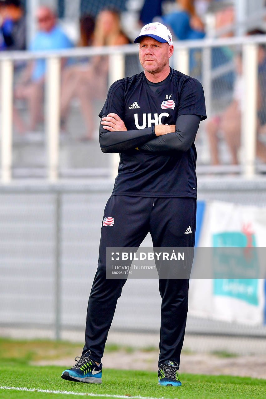 New Englands tränare Brad Friedel under en träningsmatch i fotboll mellan Malmö FF och New England Revolution den 3 februari 2018 i Bradenton.