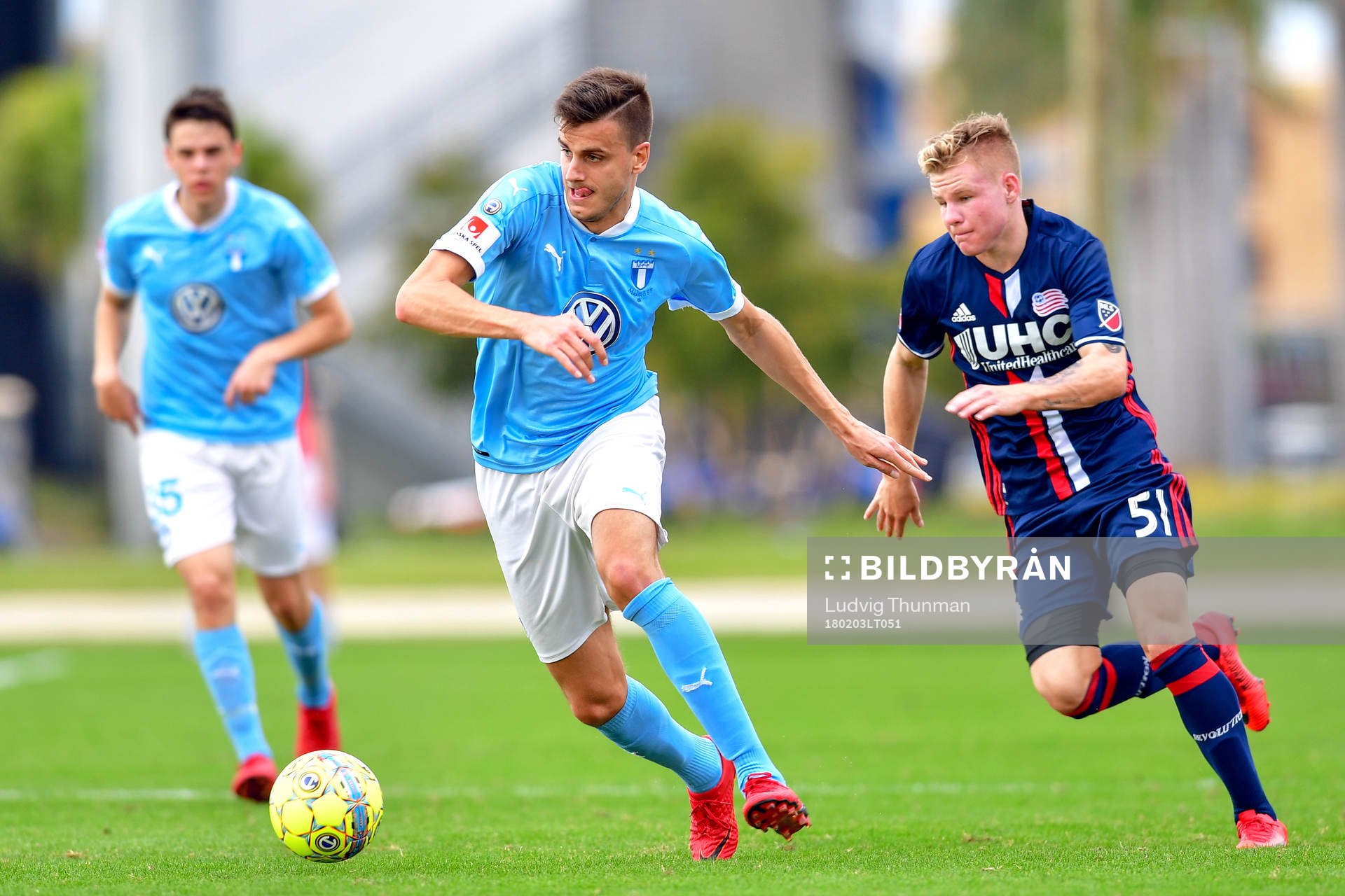 Malmö FFs Alexander Jeremejeff under en träningsmatch i fotboll mellan Malmö FF och New England Revolution den 3 februari 2018 i Bradenton.
