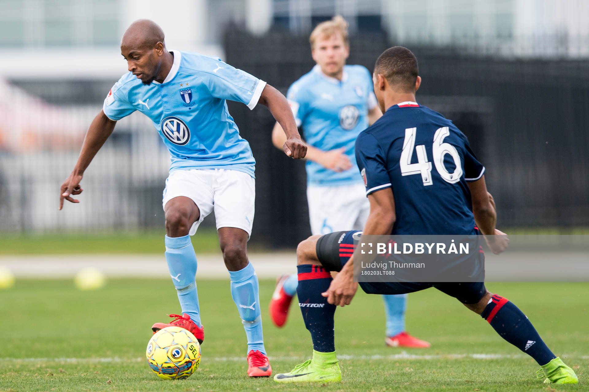 Malmö FFs Fouad Bachirou under en träningsmatch i fotboll mellan Malmö FF och New England Revolution den 3 februari 2018 i Bradenton.