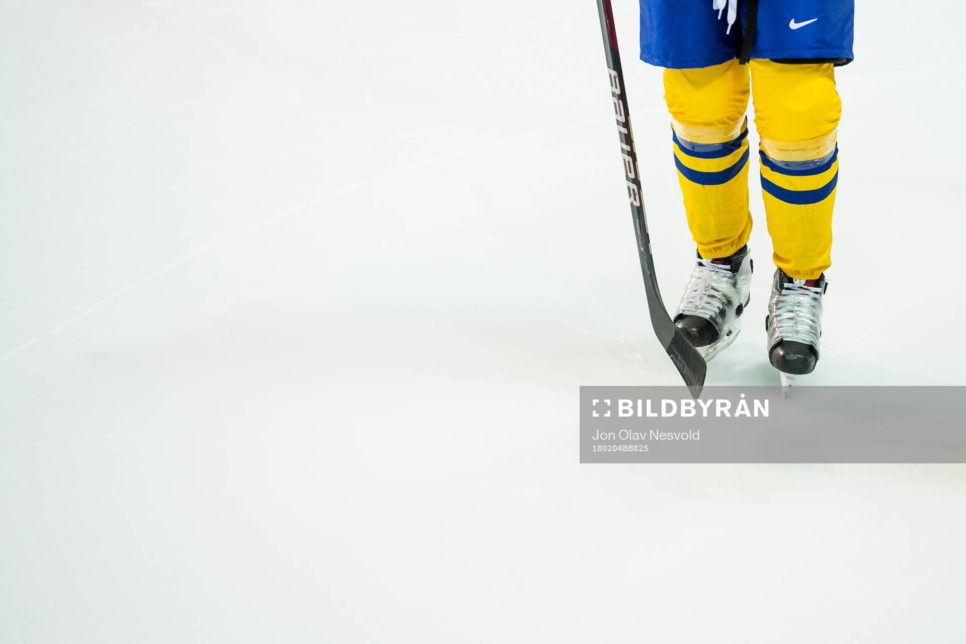 The feet of a Swedish player