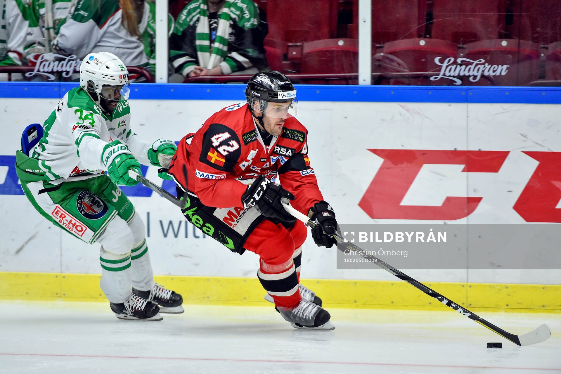 Malmö Redhawks Niklas Arell och Rögles Edwin Hedberg