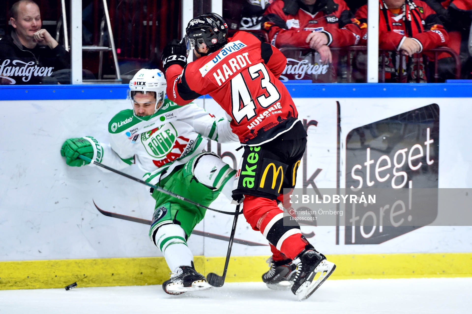 Malmö Redhawks Nichlas Hardt och Rögles Kevin Gagné