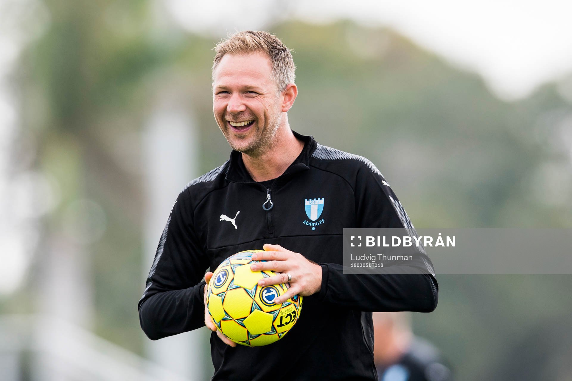 Malmö FFs tränare Magnus Pehrsson under en fotbollsträning med Malmö FF den 5 februari 2018 i Bradenton.