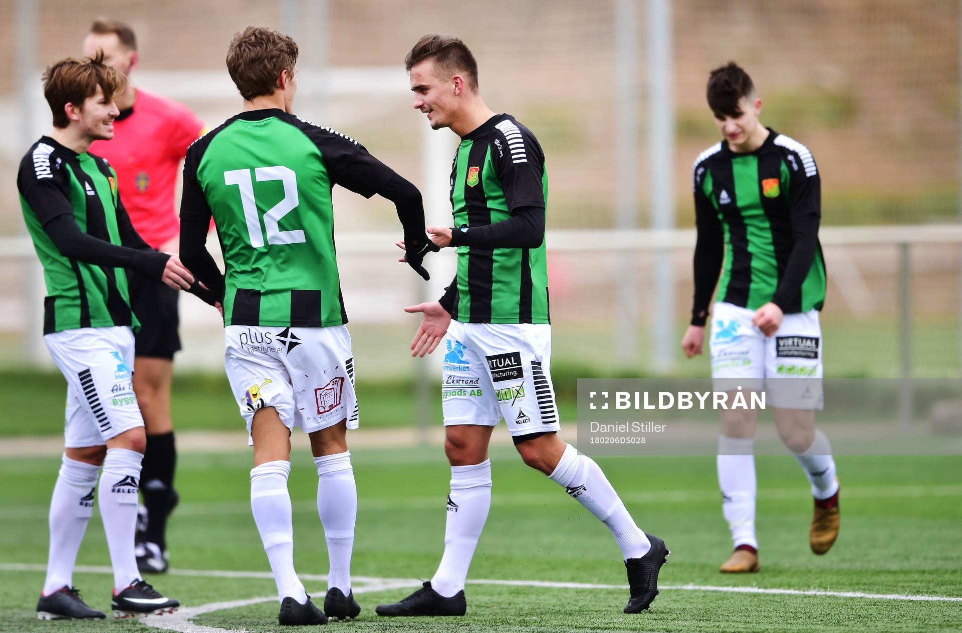 GAIS Ajdin Zeljkovic jublar efter att ha gjort 5-3 under en träningsmatch mellan GIF Sundsvall och GAIS den 6 februari 2018 i Salou. 