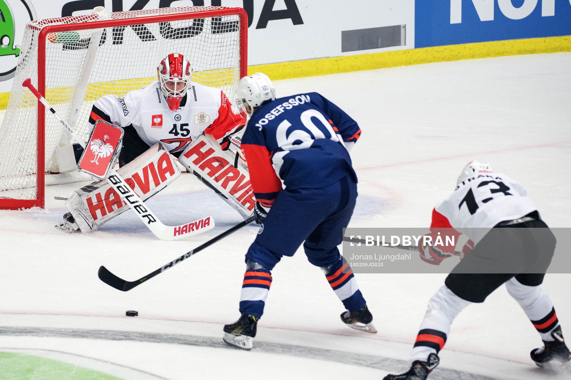 Erik Josefsson of Växjö with the puck in front of Juho