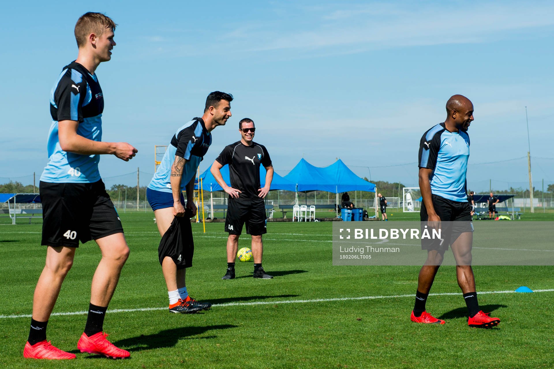 Malmö FFs Hugo Andersson, Behrang Safari, sportchef Daniel