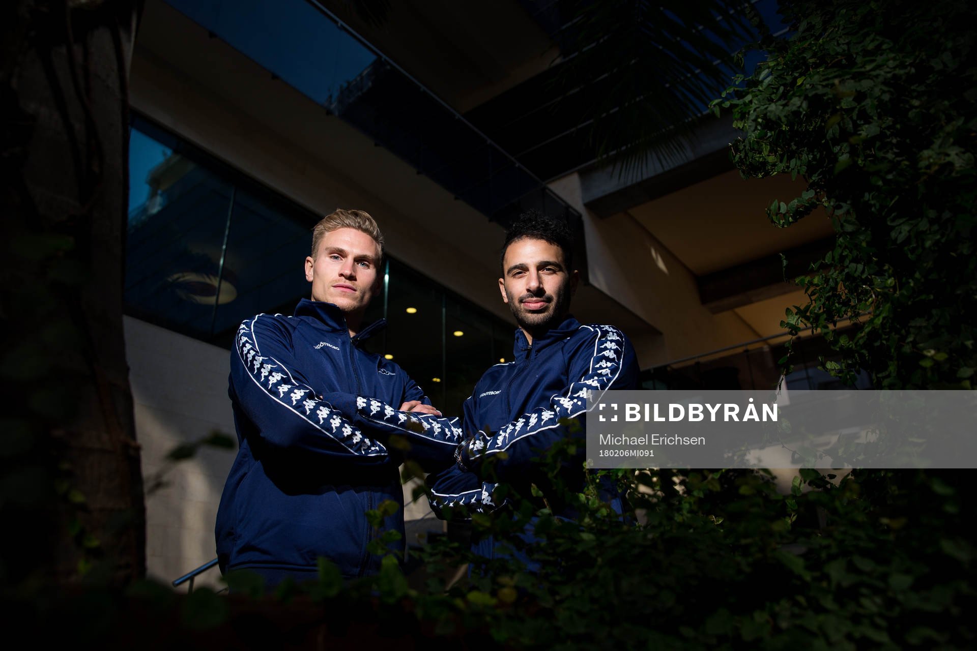 IFK Göteborgs Carl Starfelt och André Calisir poserar för ett porträtt efter en träning med IFK Göteborg den 6 februari 2018 i Pinatar Football Center.