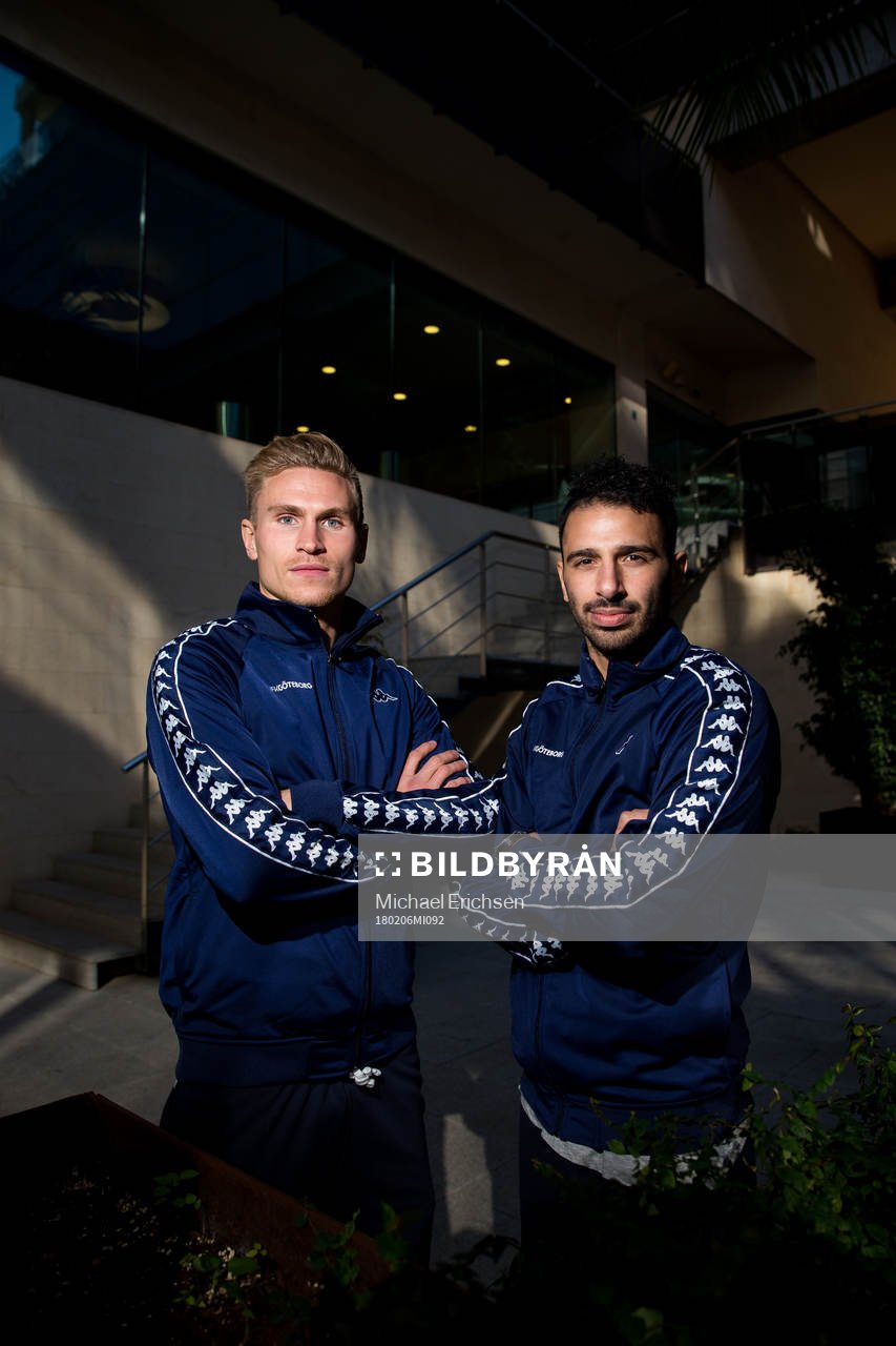 IFK Göteborgs Carl Starfelt och André Calisir poserar för ett porträtt efter en träning med IFK Göteborg den 6 februari 2018 i Pinatar Football Center.