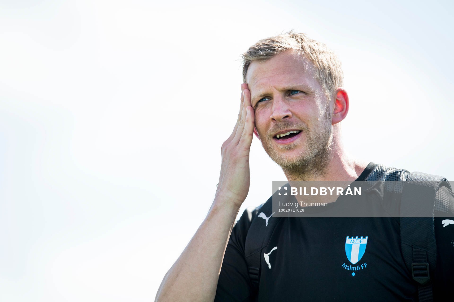 Malmö FFs sjukgymnast Alexander Nilsson under en fotbollsträning med Malmö FF den 7 februari 2018 i Bradenton.
