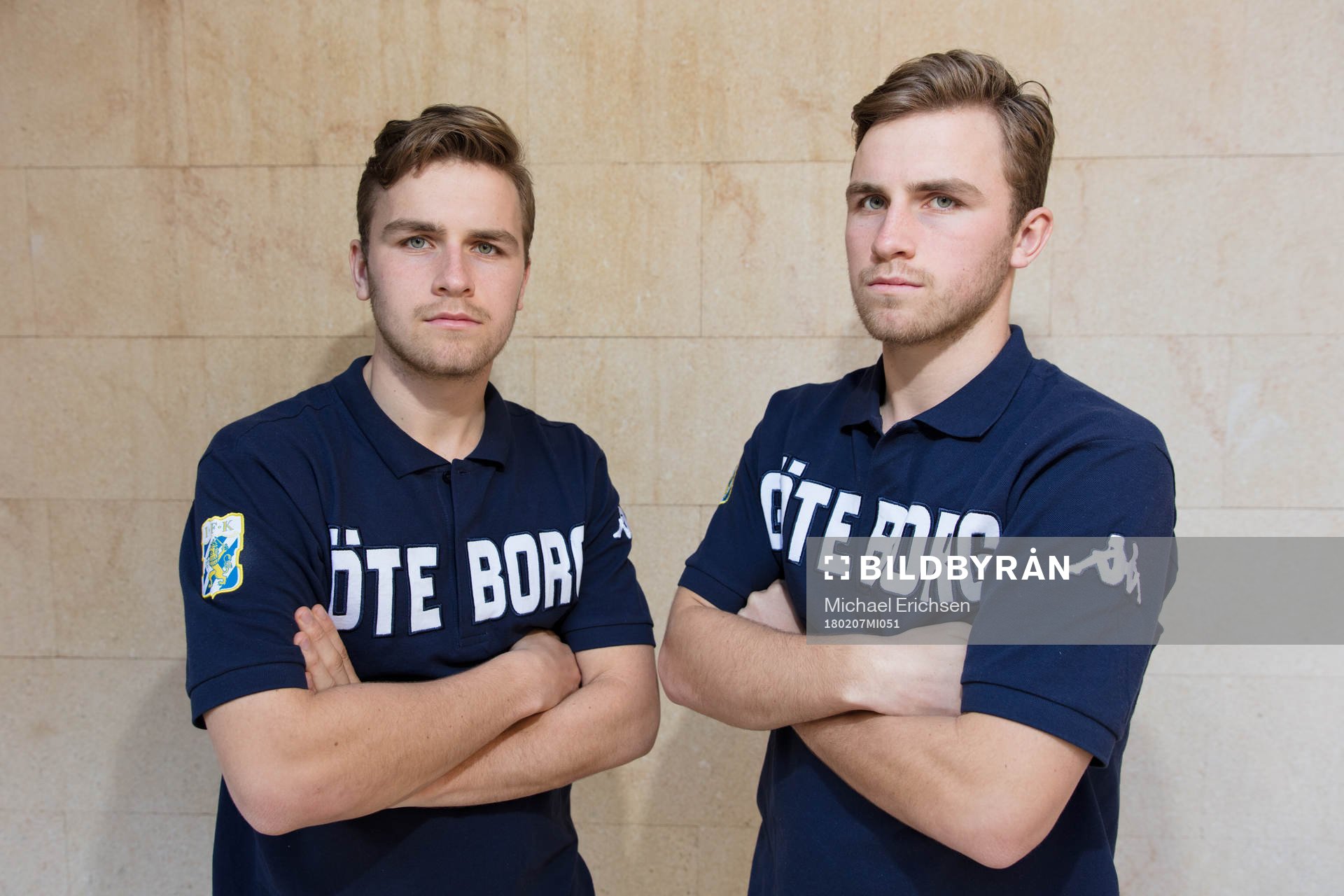 IFK Göteborgs Erik och Axel Gunnarsson poserar för ett porträtt efter  en träning med IFK Göteborg den 7 februari 2018 i Pinatar Football Center.