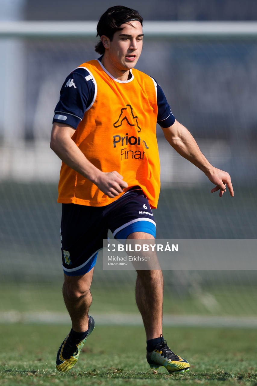 IFK Göteborgs Jake Weisbrod under en träning med IFK Göteborg den 8 februari 2018 i Pinatar Football Center.