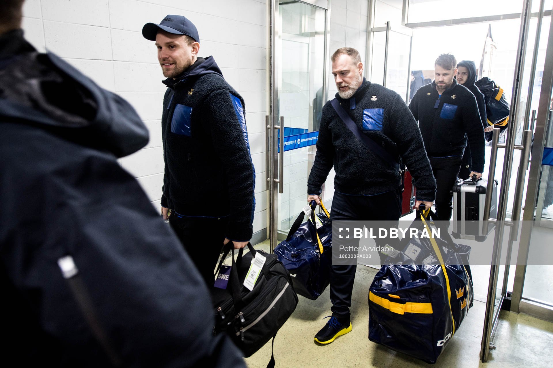 Rikard Grönborg, coach and Dick Axelsson of Sweden arrives