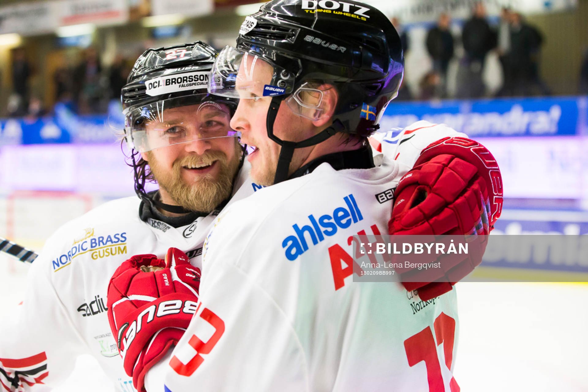 Vita Hästens  Villiam Haag firar med Alexander Pettersson