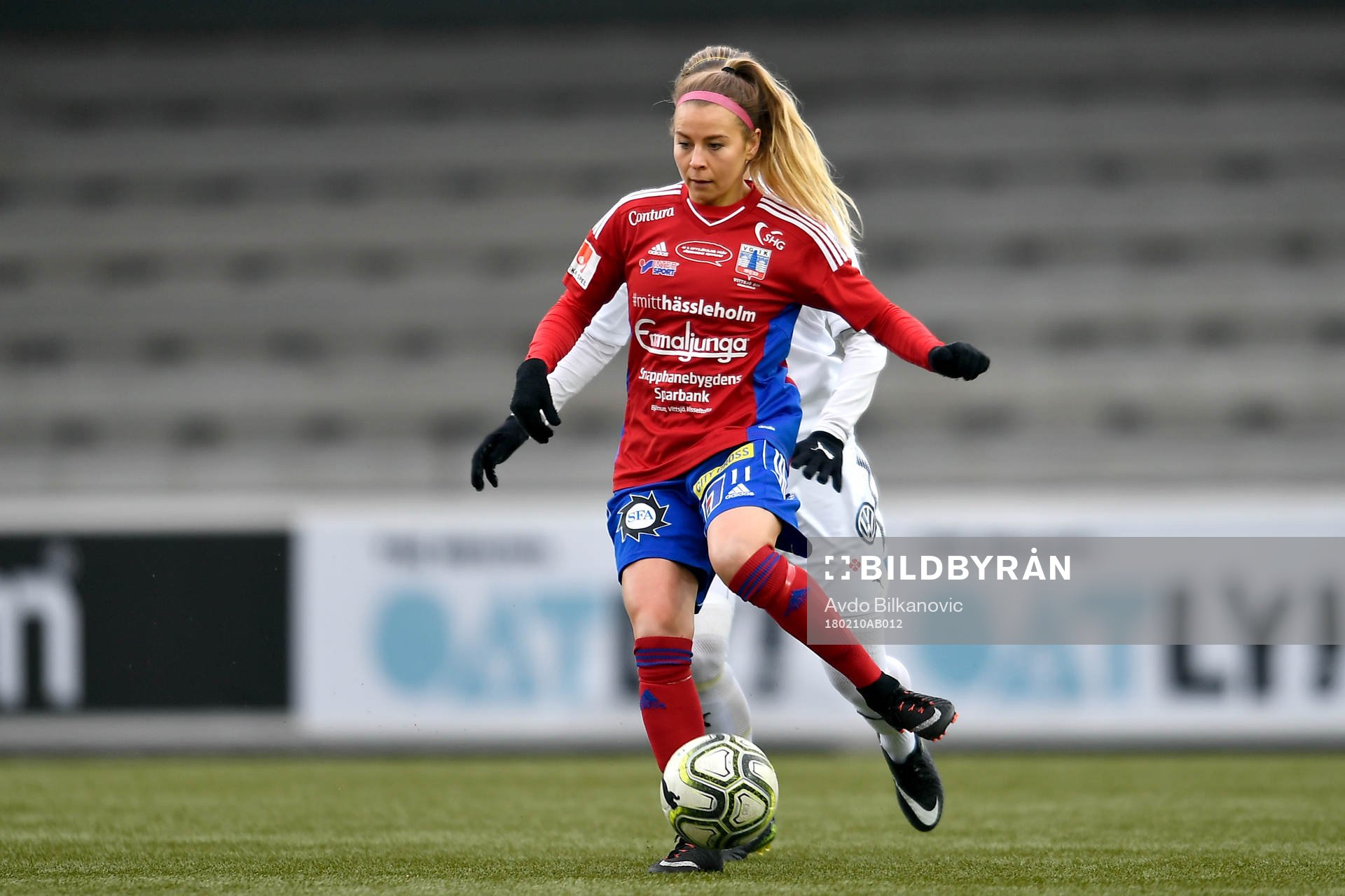 Vittsjös Emmi Alanen under fotbollsmatchen i Svenska Cupen mellan Rosengård och Vittsjö den 10 februari 2018 i Malmö.