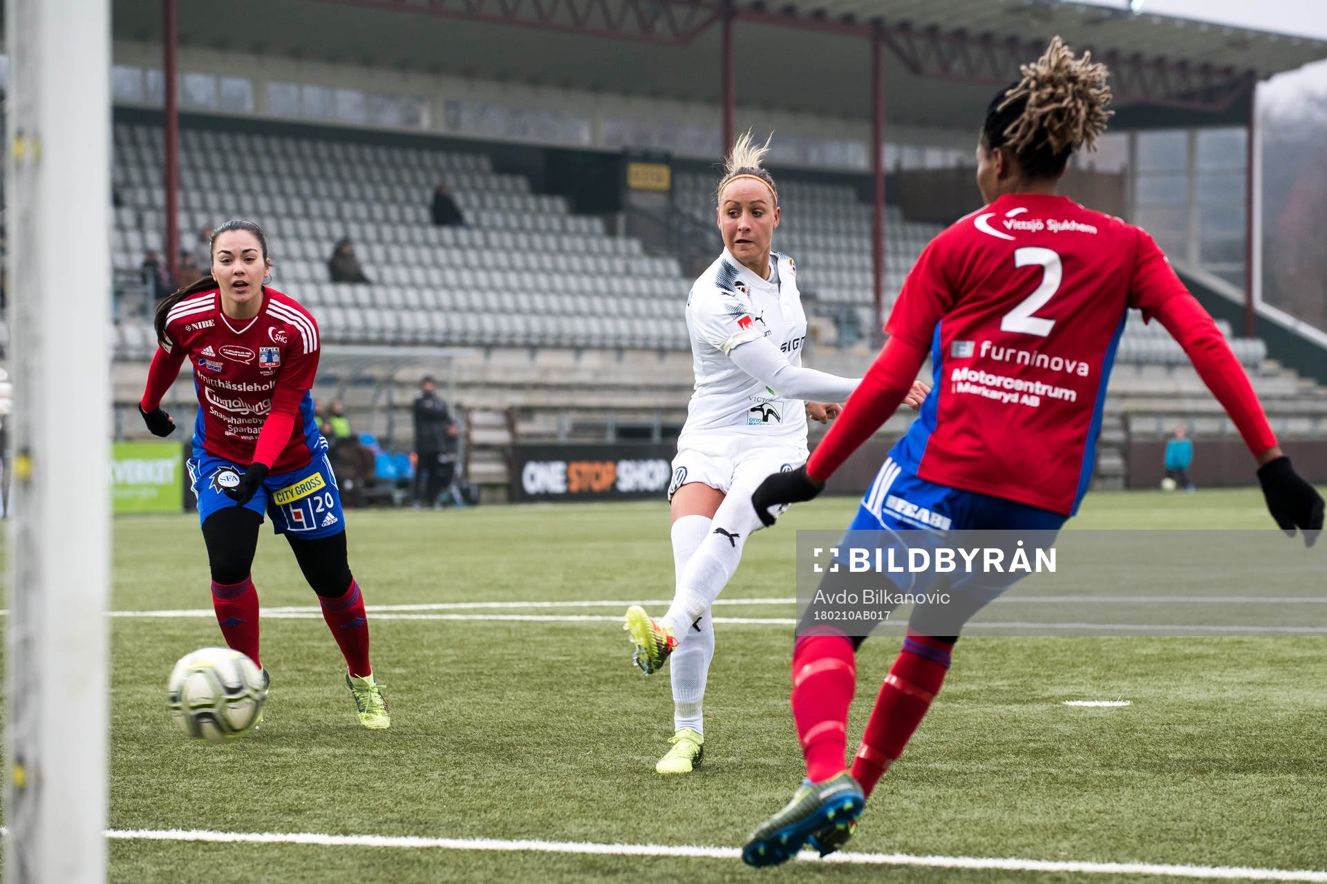 Rosengårds Sanne Troelsgaard gör 2-0 målet under matchen i Svenska Cupen mellan Rosengård och Vittsjö den 10 februari 2018 i Malmö.