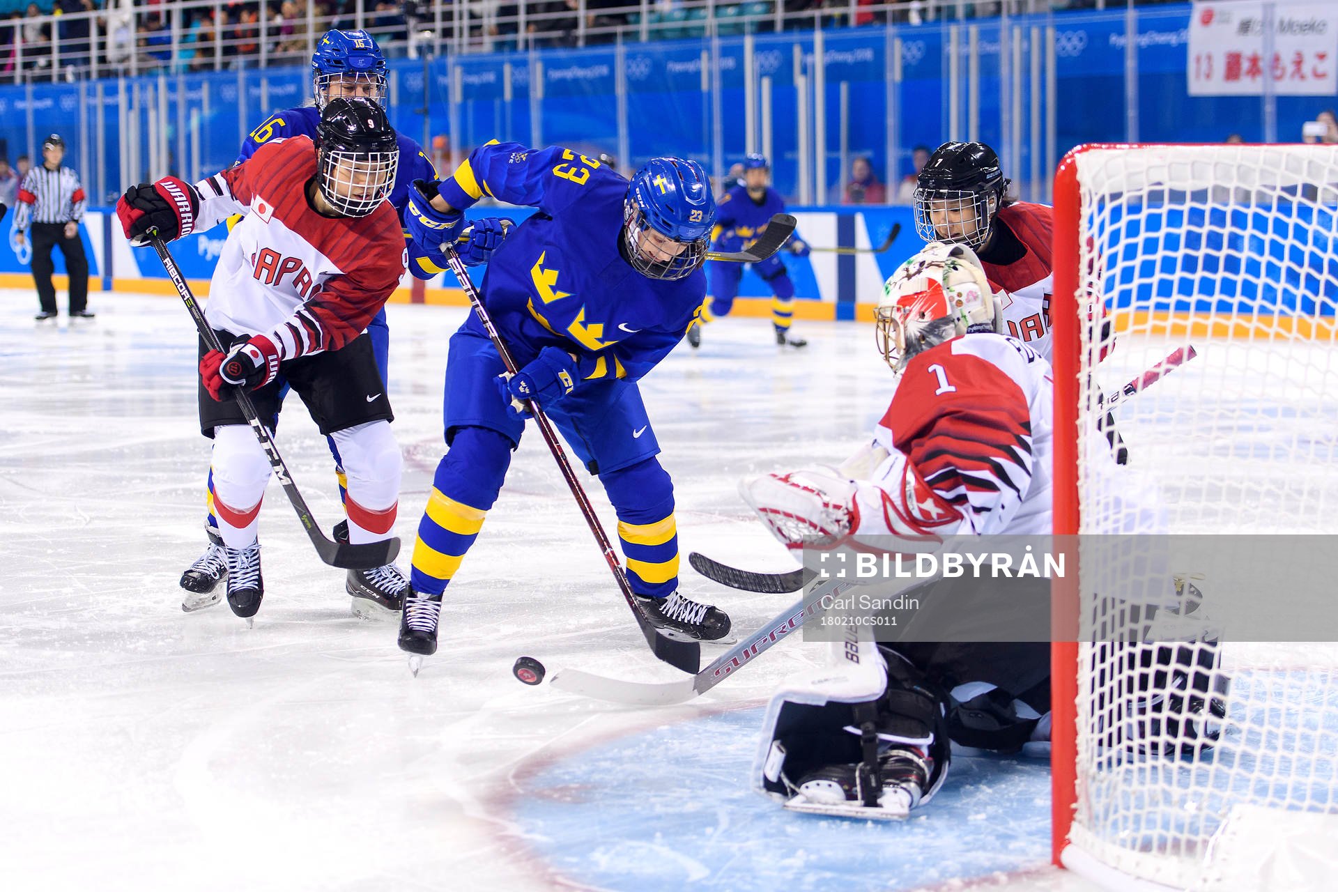 Rebecca Stenberg of Sweden in the women's ice hockey game