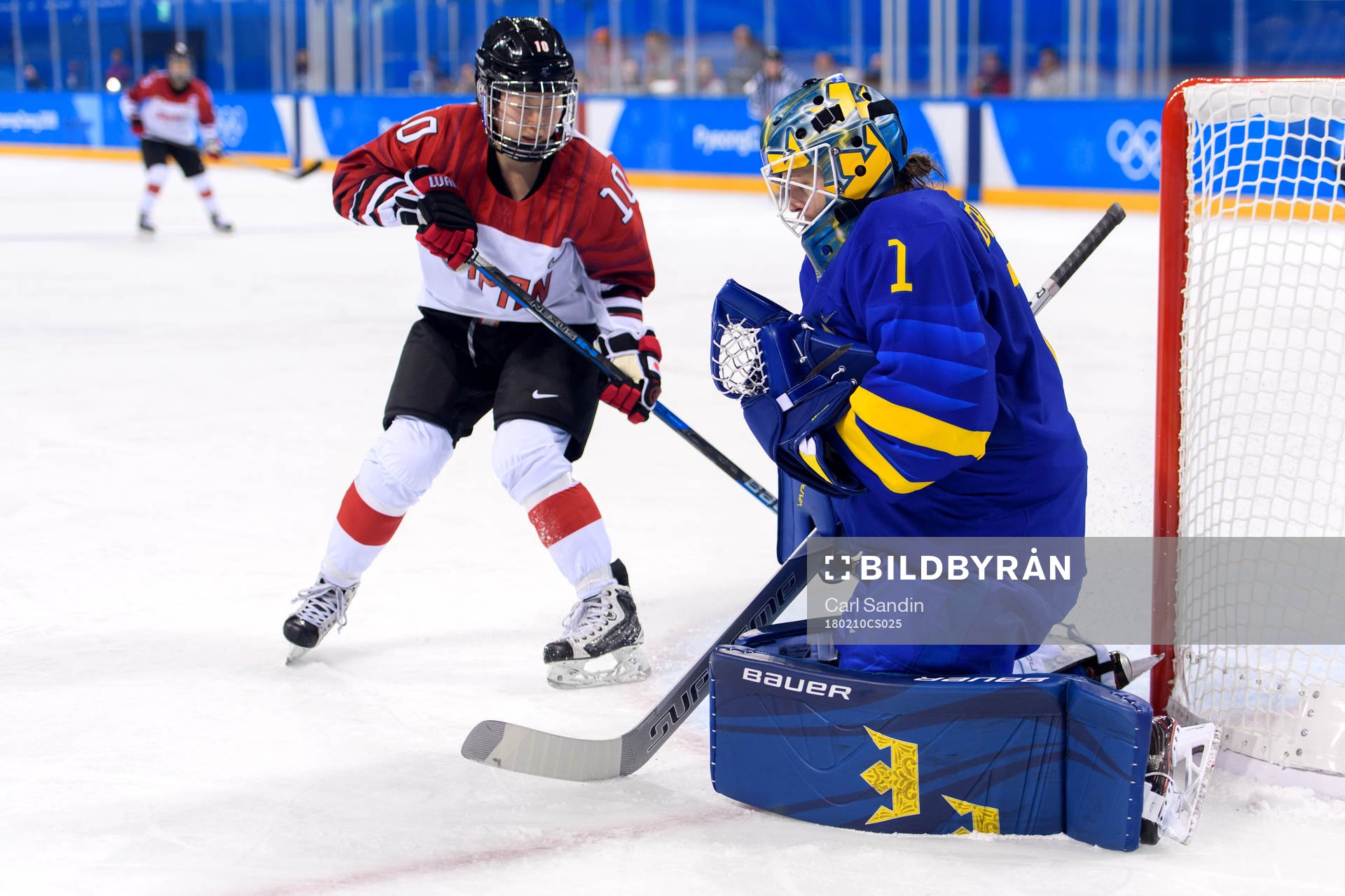 Goaltender Sara Grahn of Sweden in the women's ice hockey
