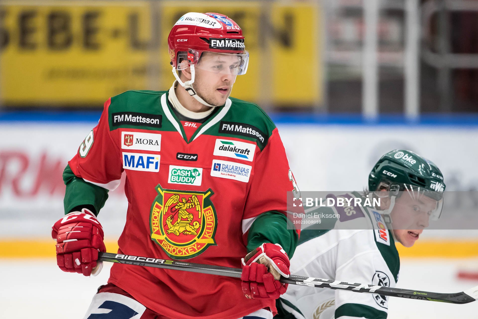 Moras Jacob Nilsson  i ishockeymatchen i SHL mellan Mora