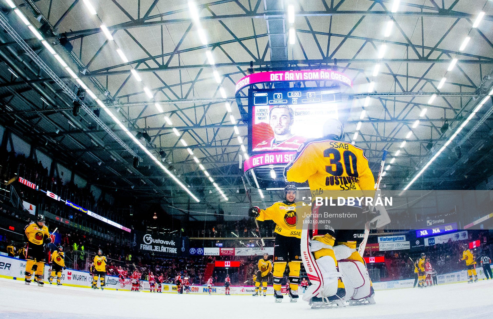 Jubel framför Luleås målvakt Filip Gustavsson