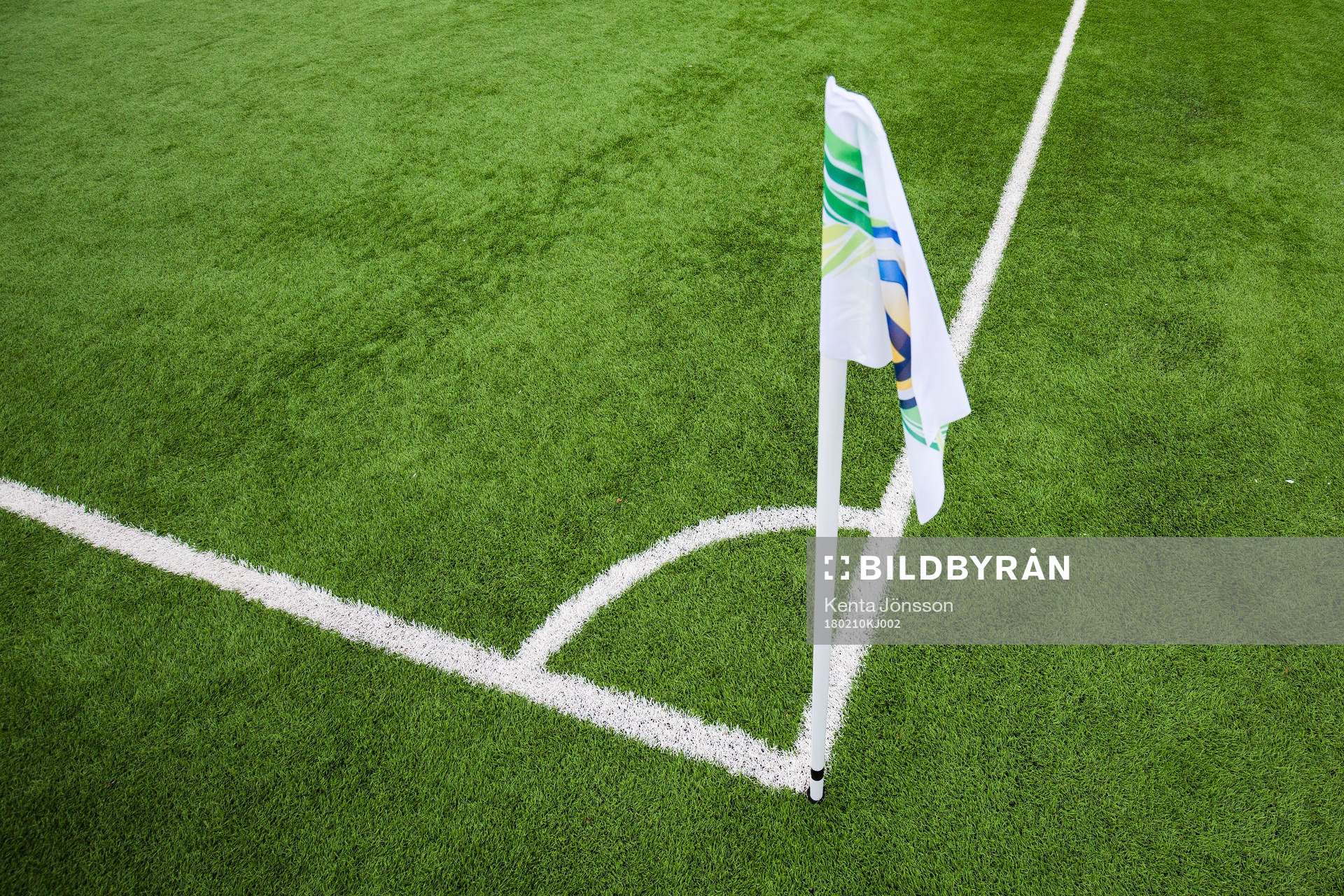 En hörnflagga på Vikingavallen innan träningsmatchen i