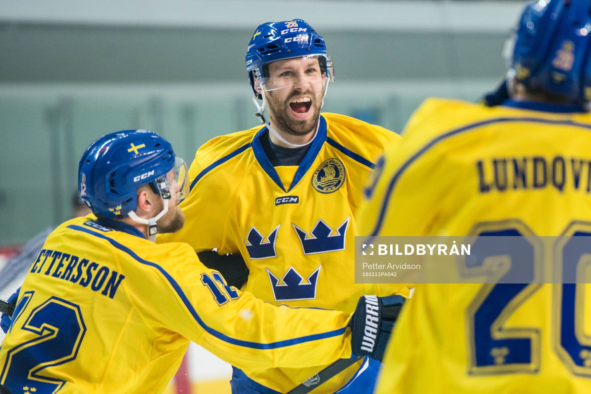 Dick Axelsson of Sweden celebrates with Fredrik Pettersson