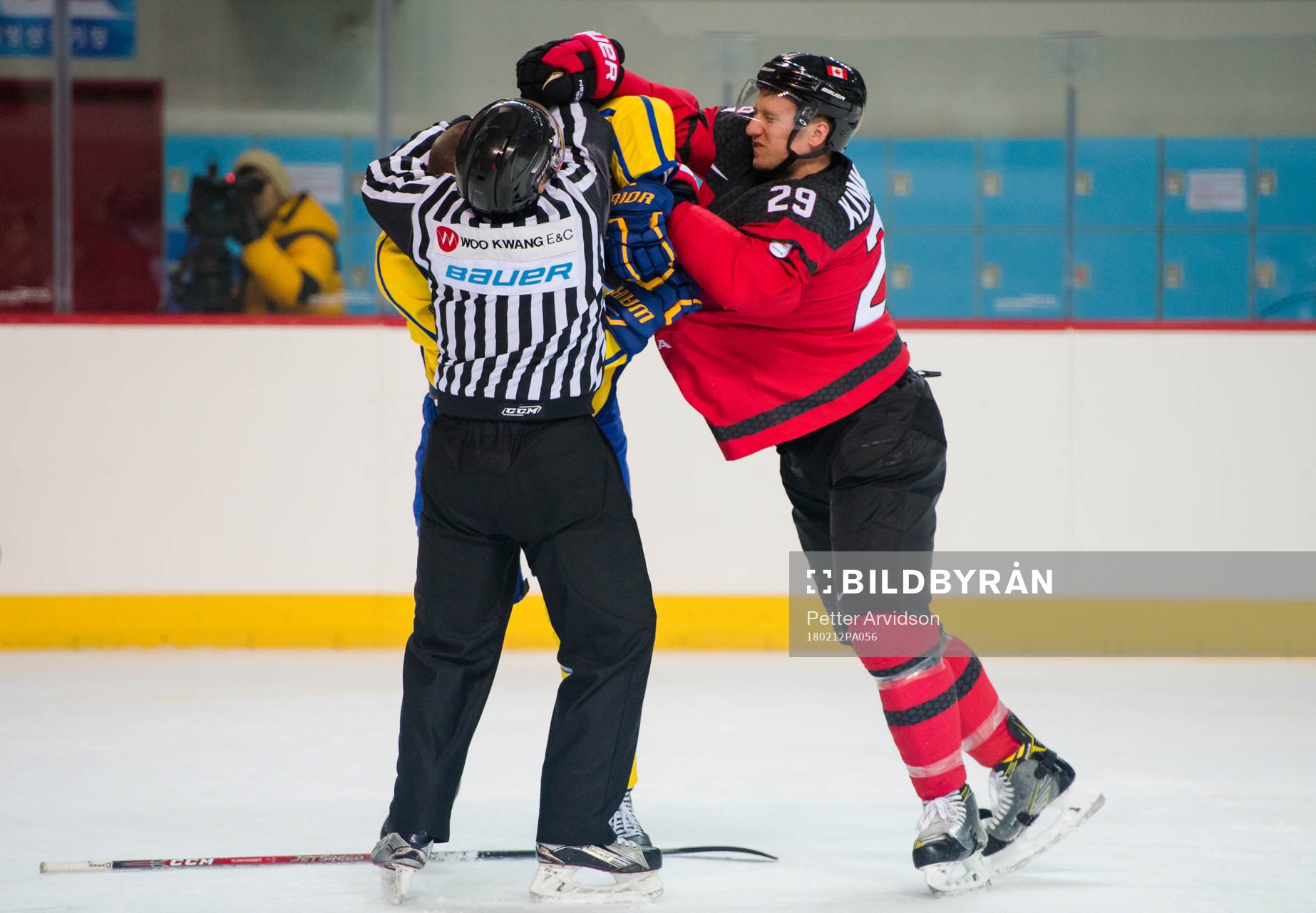 Patrik Hersley of Sweden in a fight with Rob Klinkhammer of