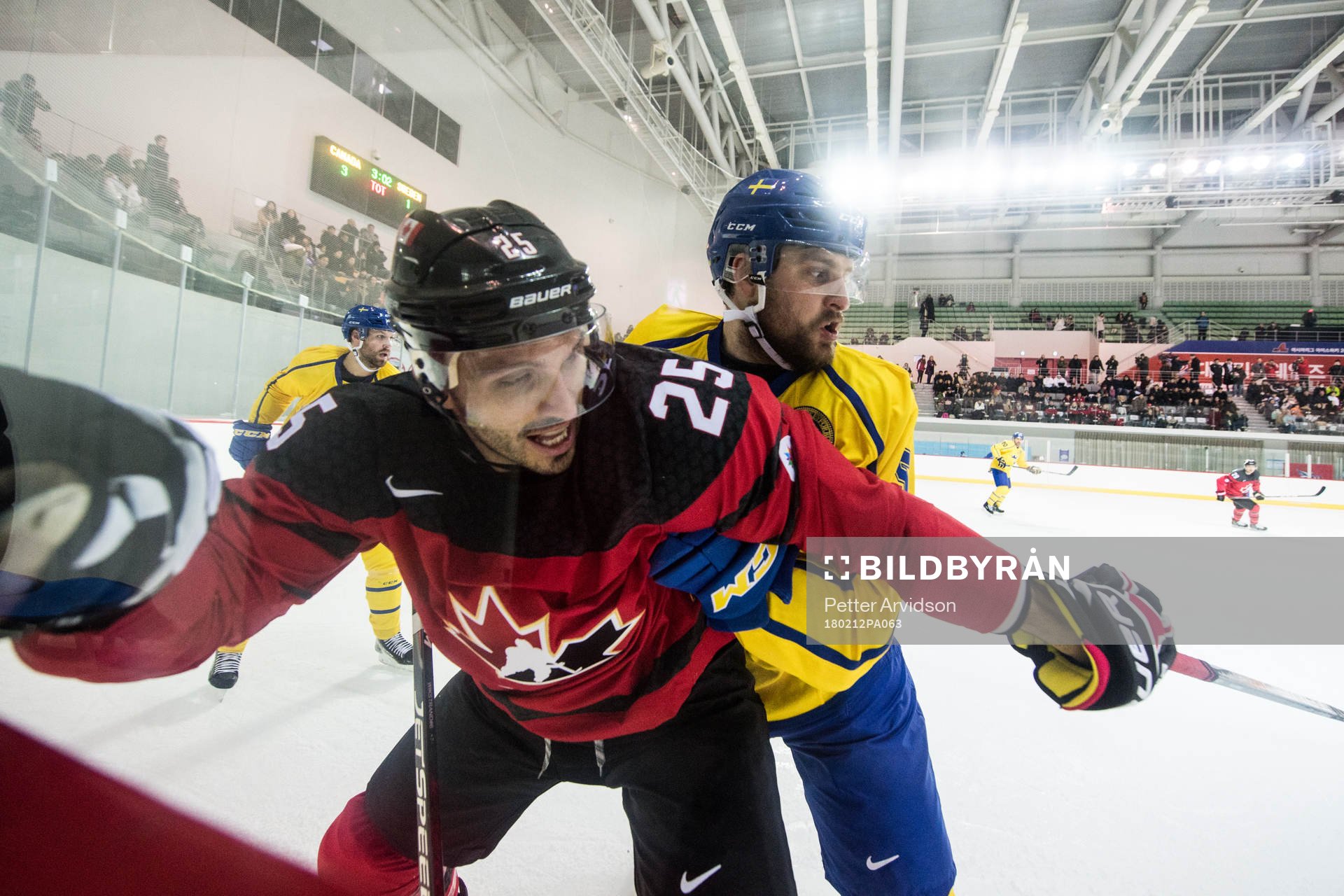 Maxim Lapierre of Canada and Mikael Wikstrand of Sweden