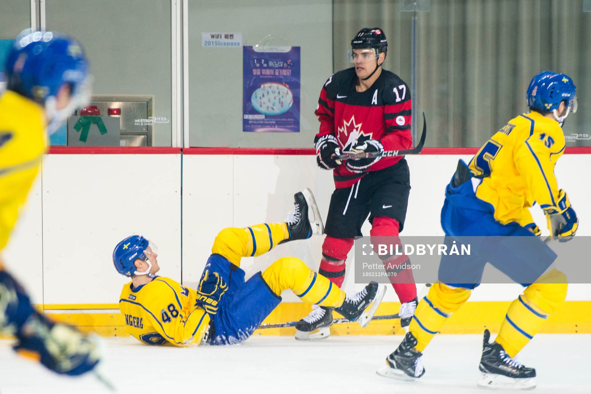 Carl Klingberg of Sweden and Rene Bourque of Canada