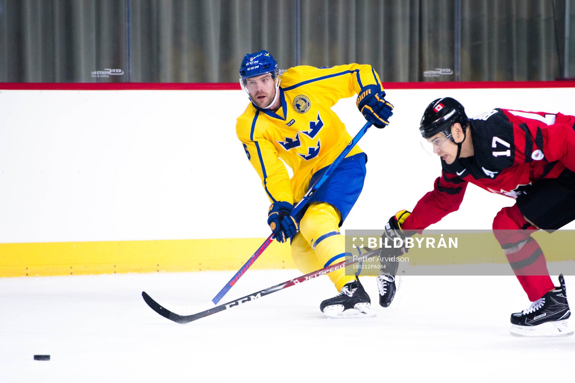 Patrik Hersley of Sweden and Rene Bourque of Canada