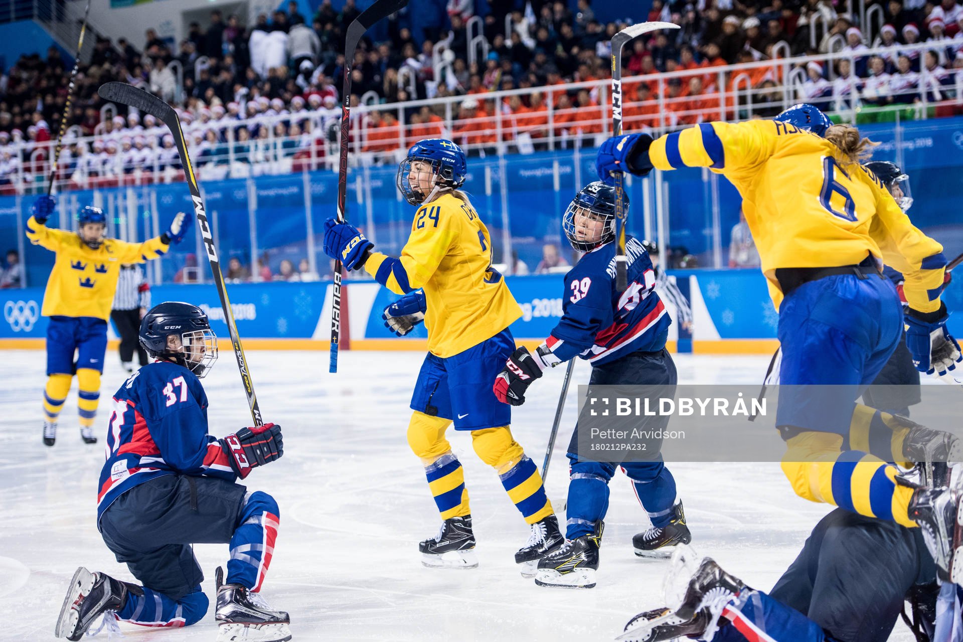 Erika Grahm of Sweden (m) celebrates a goal