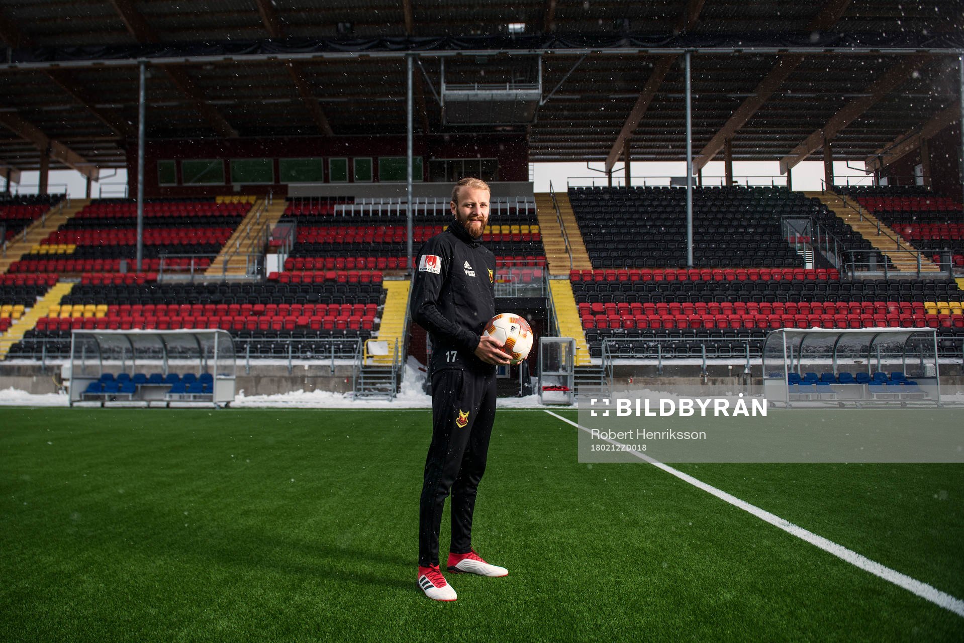 Footballplayer of Östersund Curtis Edwards poses for a