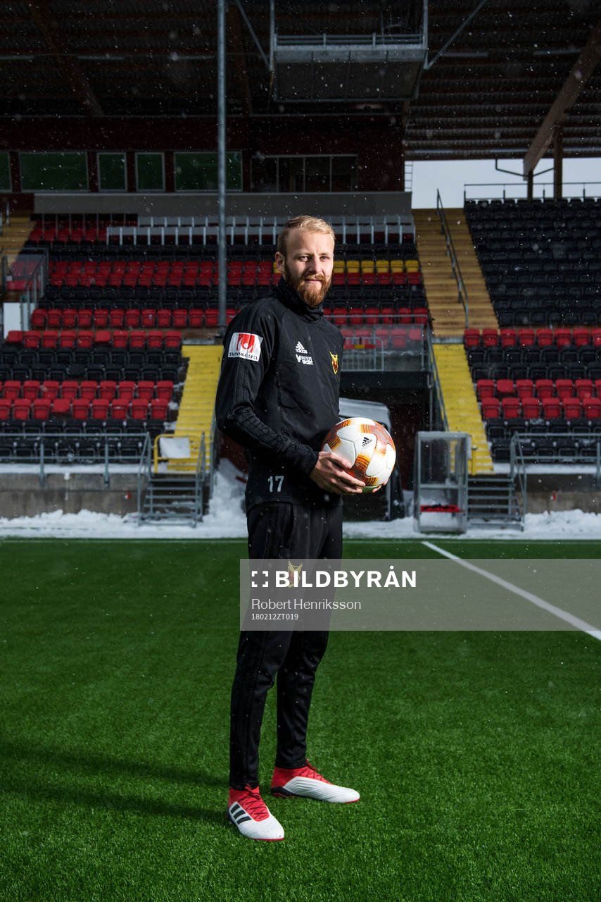 Footballplayer of Östersund Curtis Edwards poses for a