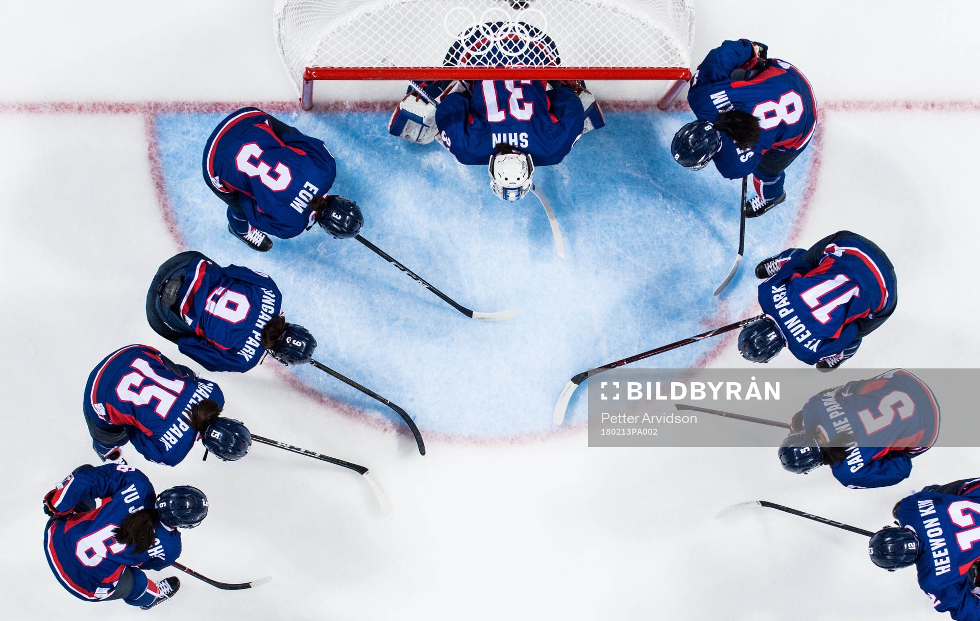 The players of Korea gathers prior the Women's Ice Hockey