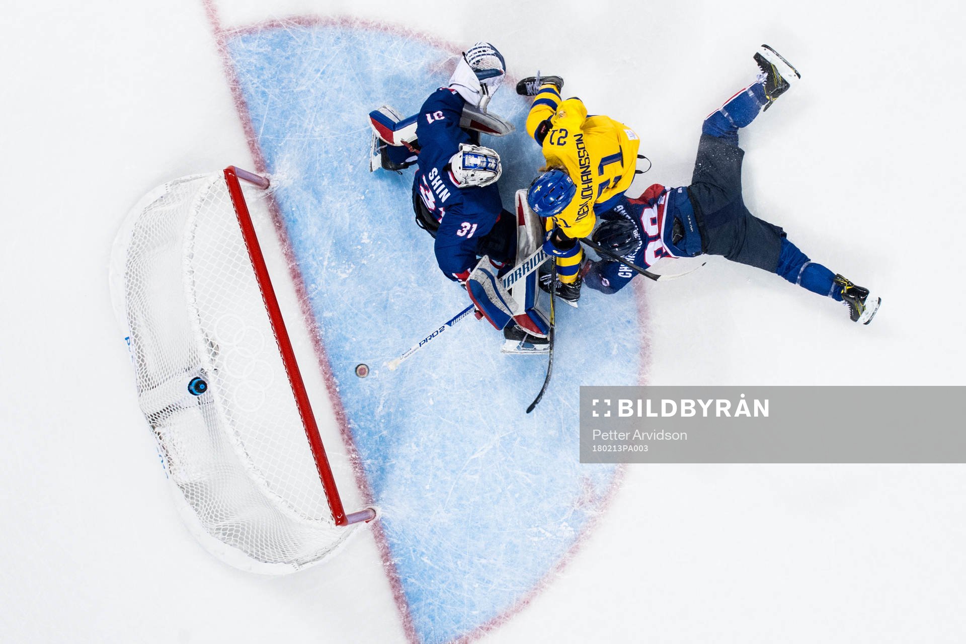 Erica Udén Johansson of Sweden scores the 4-0 goal behind