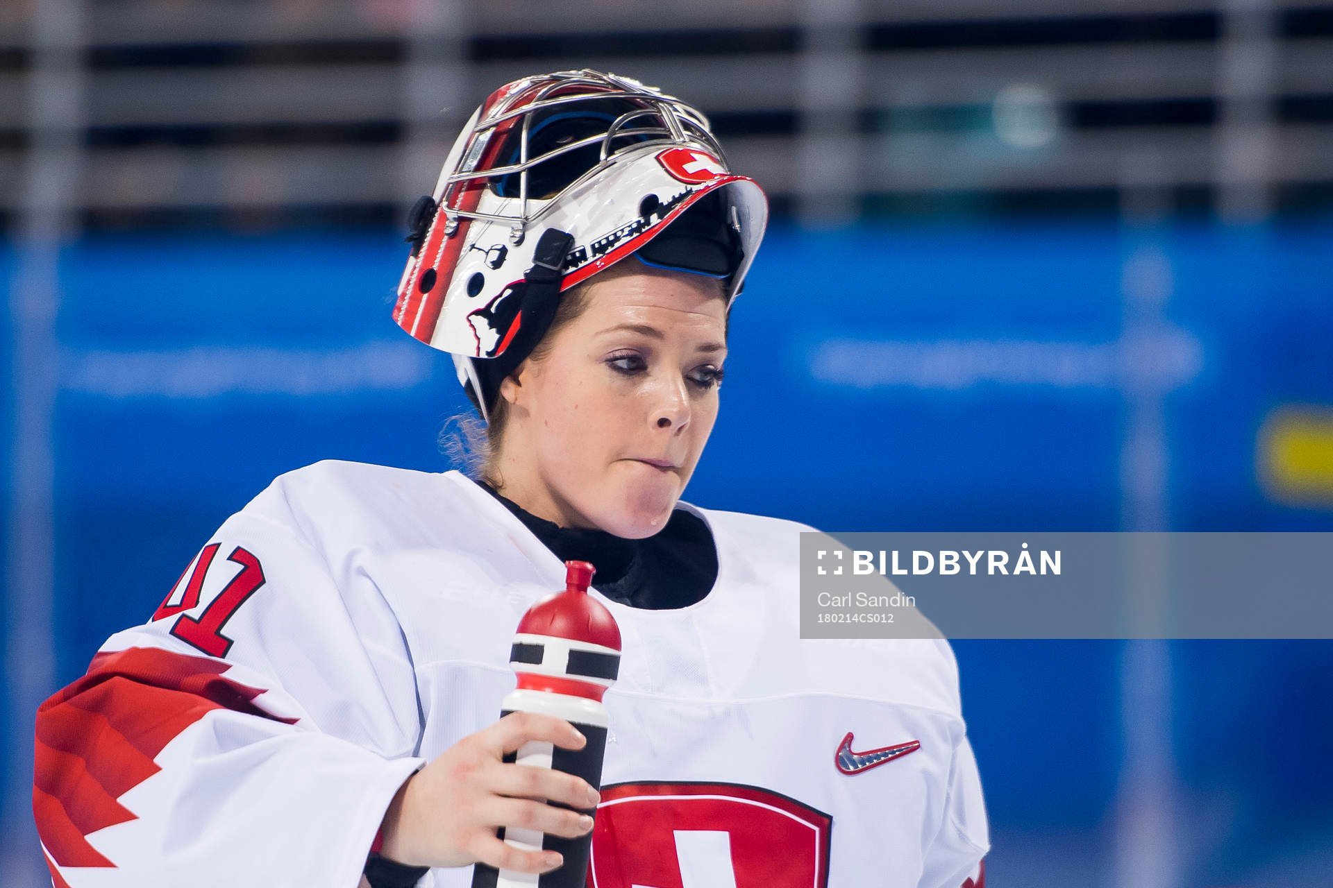Goaltender Florence Schelling of Switzerland in the Women's
