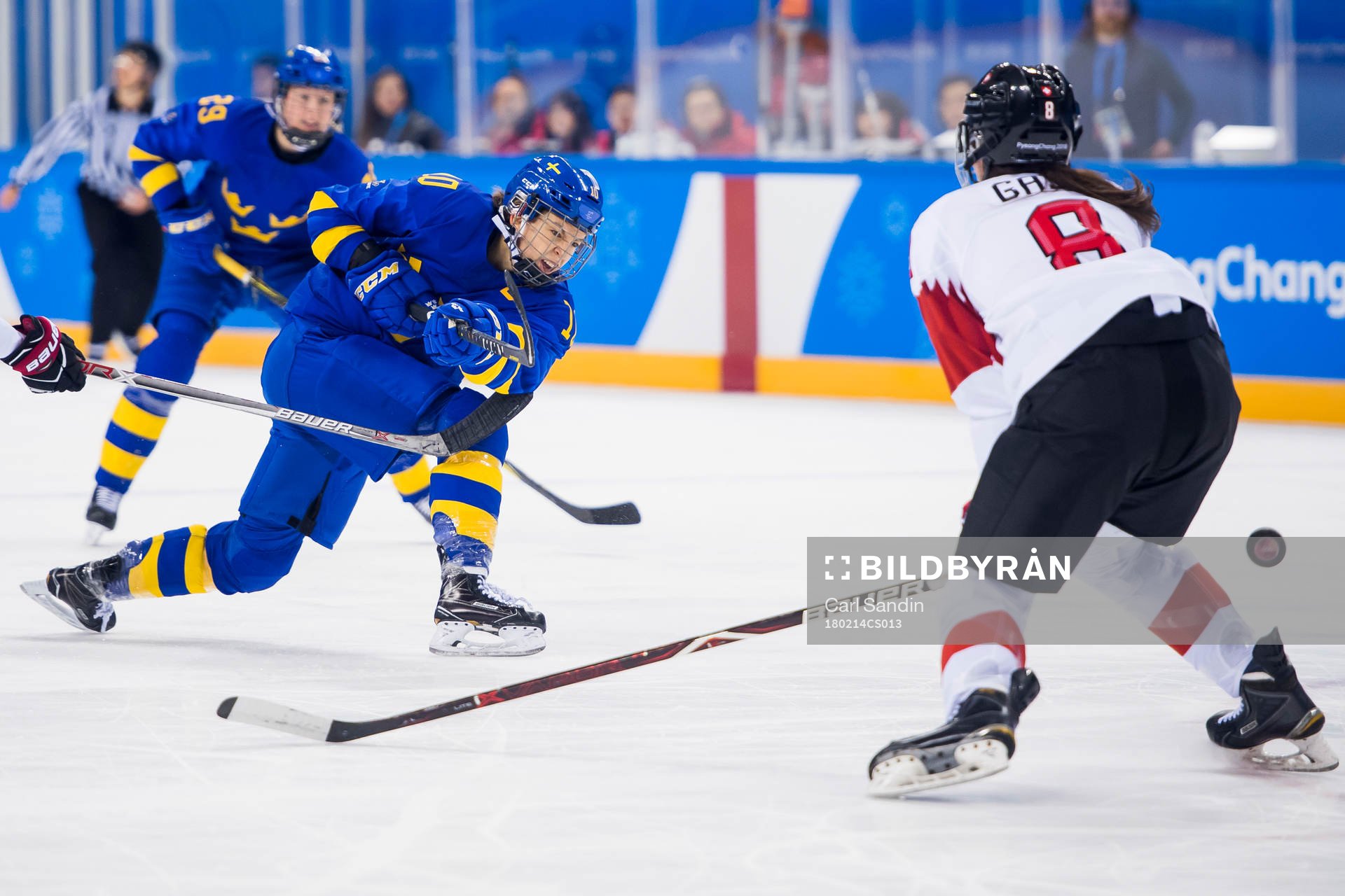 Emilia Ramboldt of Sweden in the Women's Ice Hockey