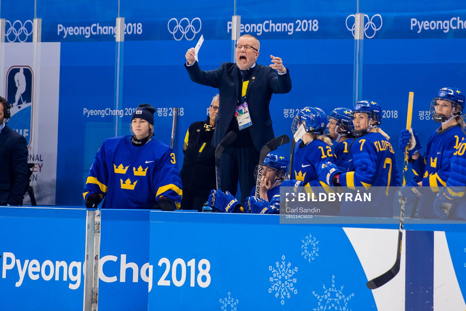 Leif Boork, head coach of Sweden, in the Women's Ice Hockey