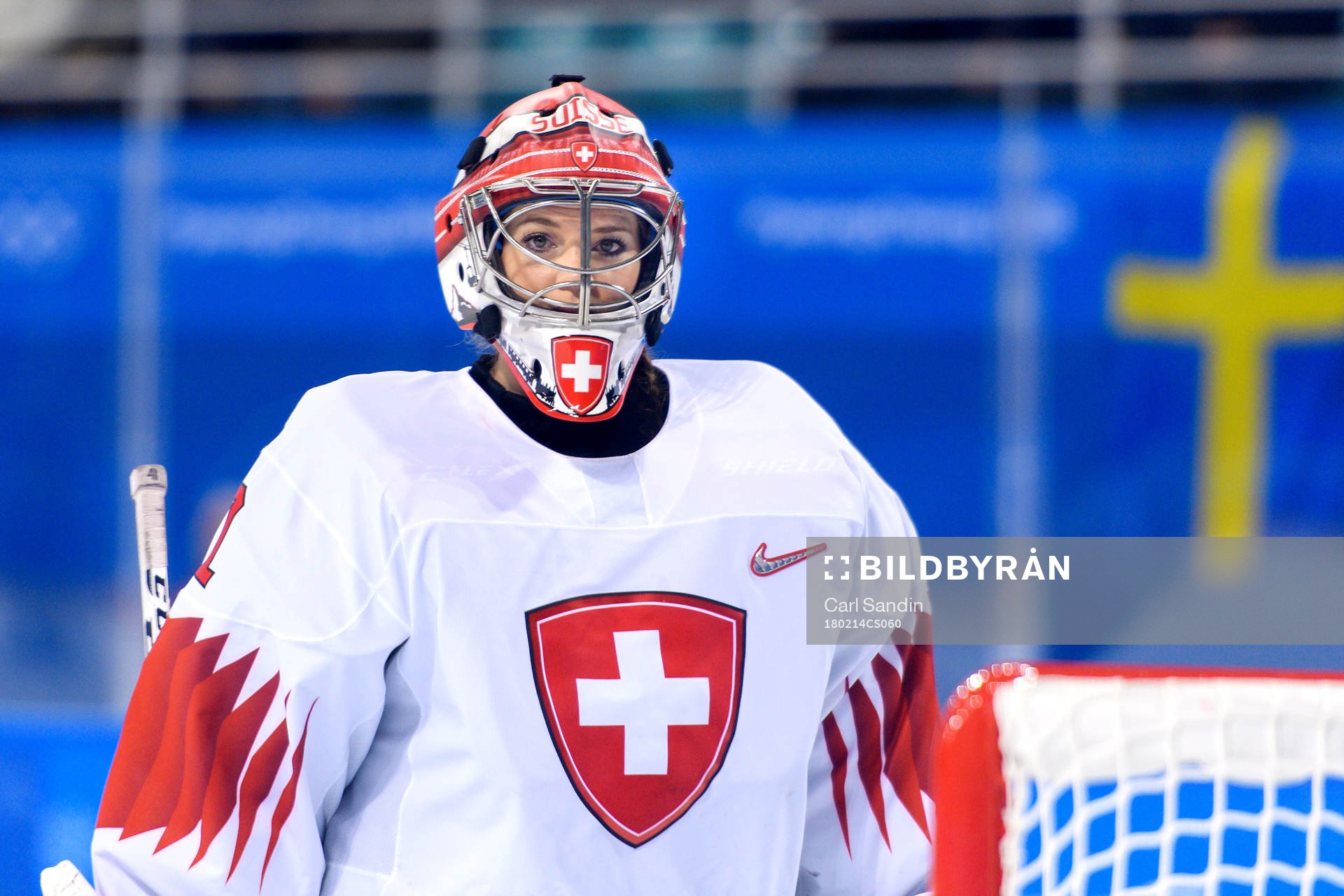 Goaltender Florence Schelling of Switzerland in the Women's