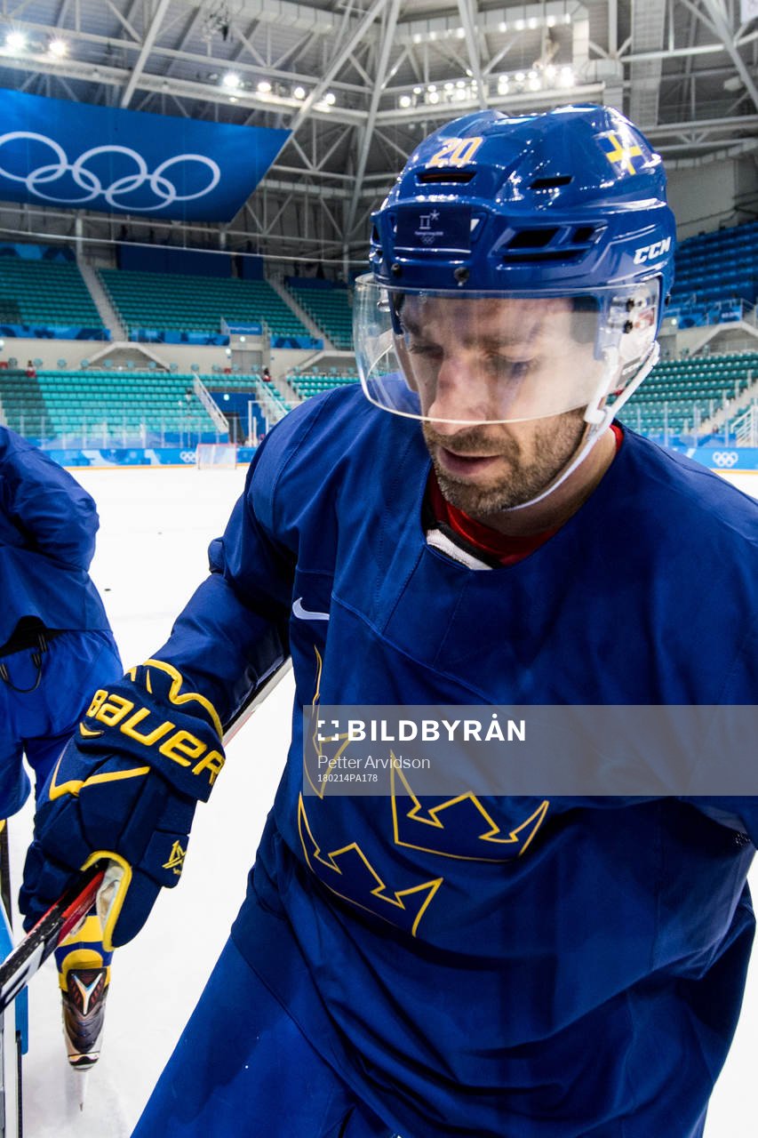 Joel Lundqvist of Sweden leaves the ice