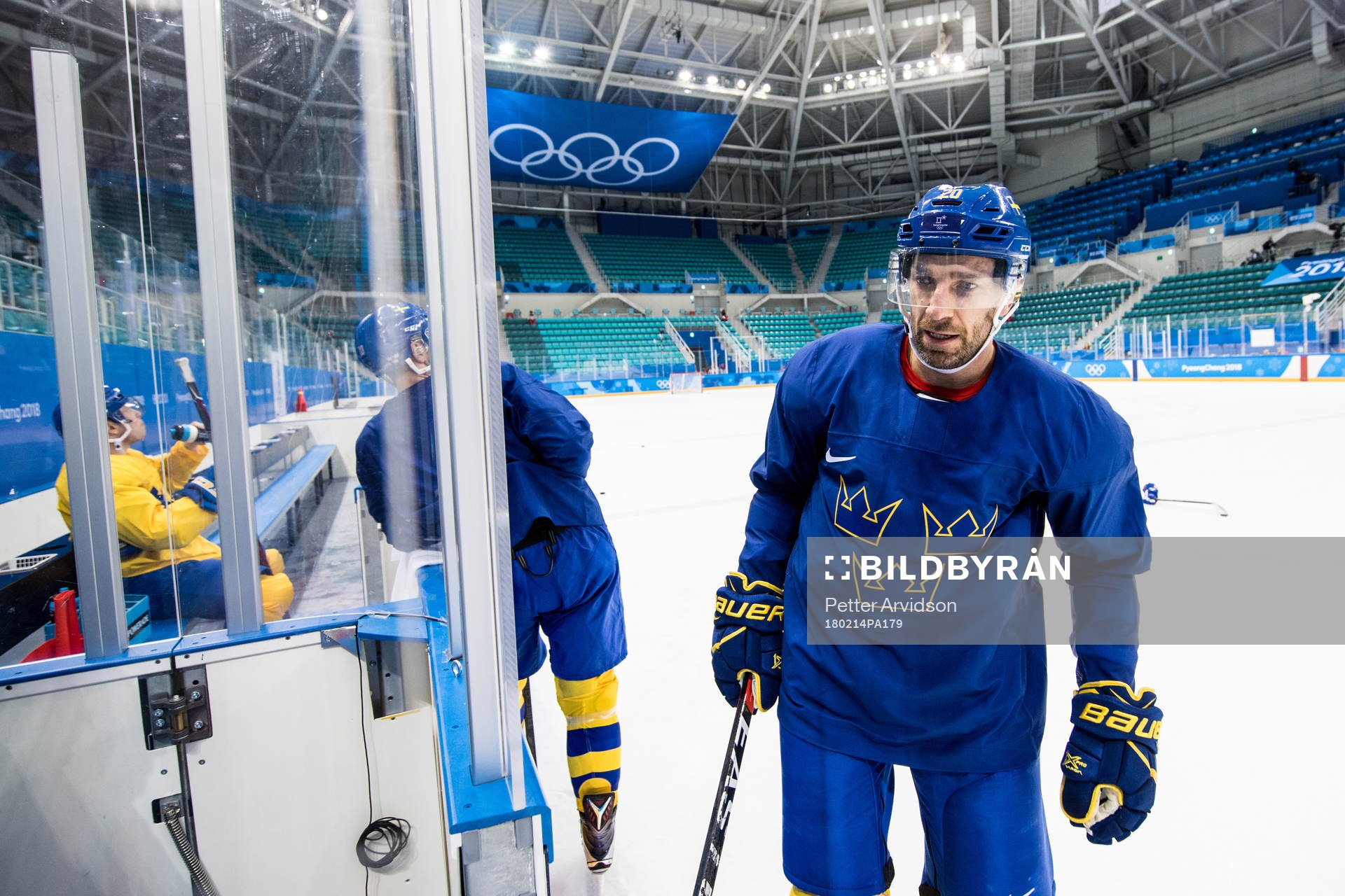 Joel Lundqvist of Sweden leaves the ice