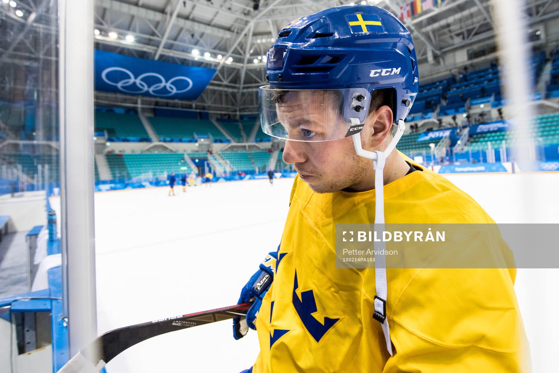 Erik Gustafsson of Sweden leaves the ice