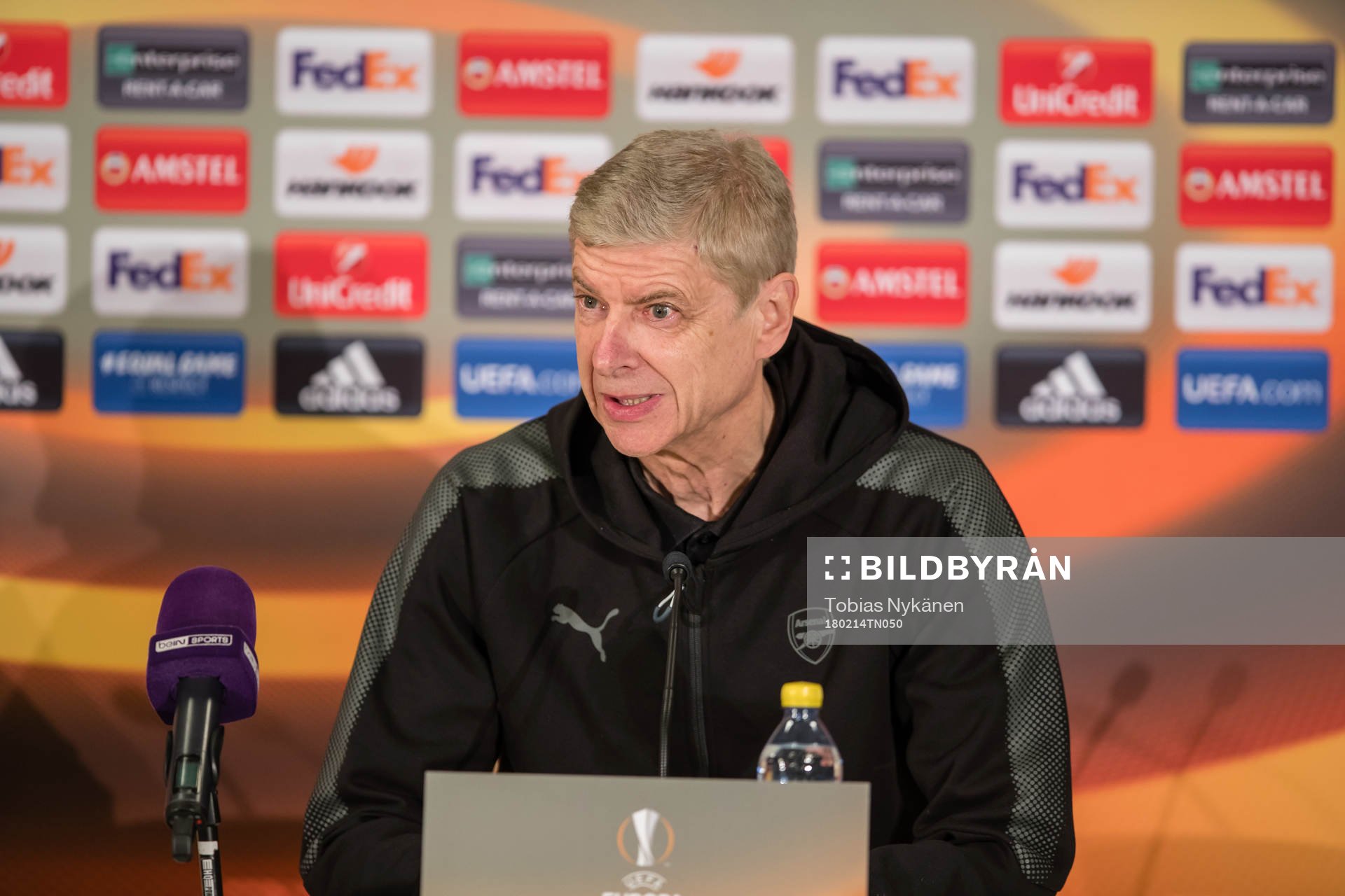 Arsenals Arsène Wenger under en presskonferens inför fotbollsmatchen i Europa League mellan Östersund och Arsenal den 14 november 2018 i Östersund.