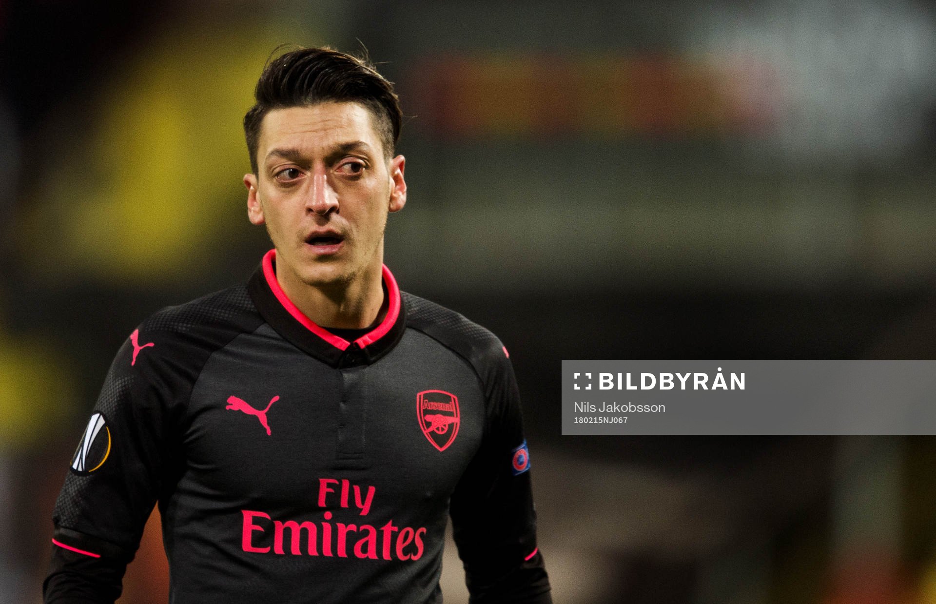 Arsenals Mesut Ozil under fotbollsmatchen i Europa League mellan Östersund och Arsenal den 15 februari 2018 i Östersund.