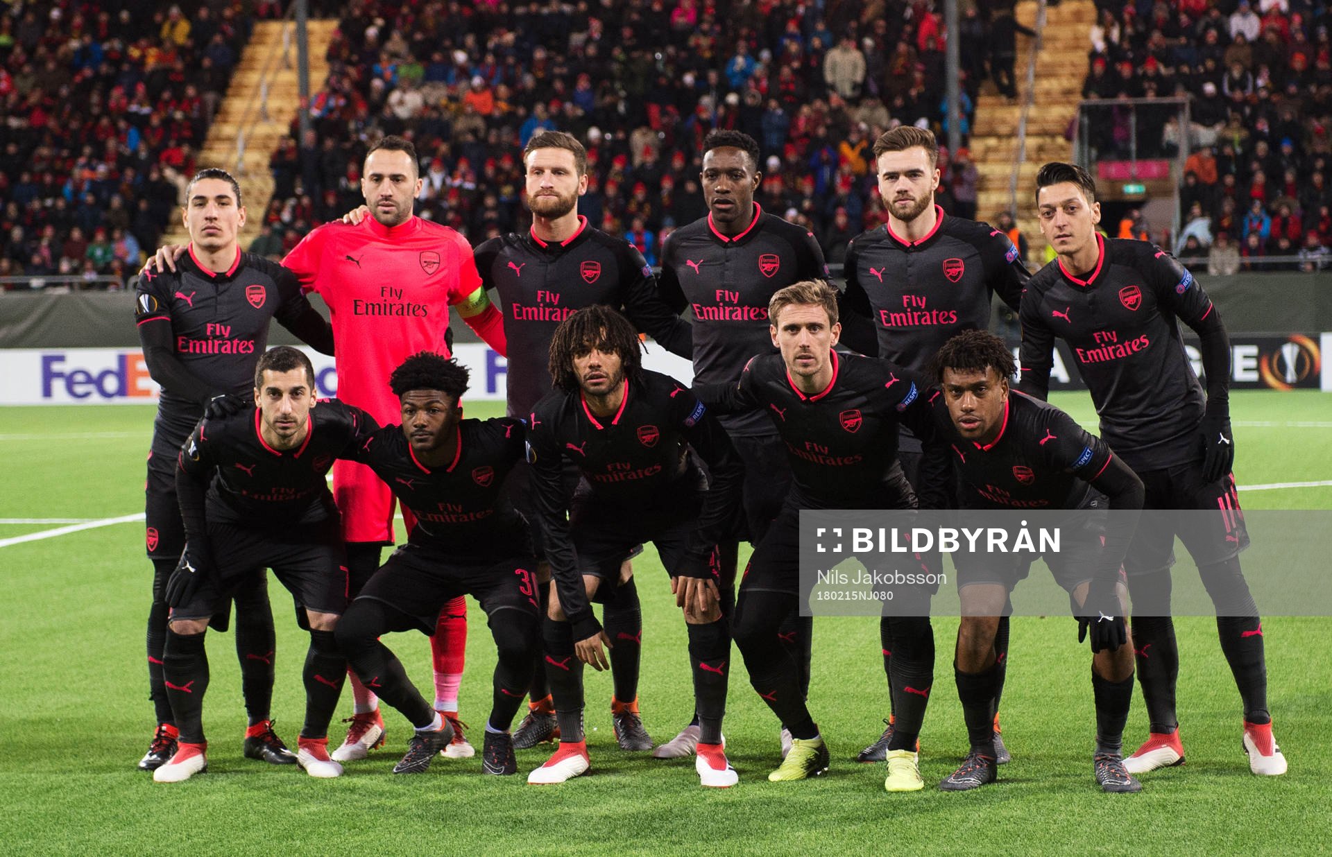 Lagbild Arsenal, Hector Bellerin, målvakt David Ospina,